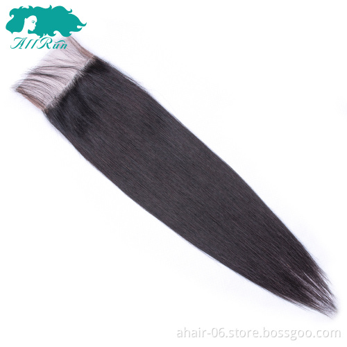 Allrun factory price good quality brazilian remy human hair 10a human hair bundles with lace frontal closure